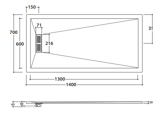 Globo душевой поддон DP214070 70х140 схема 2