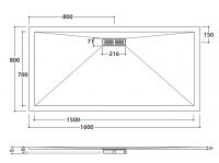 Globo душевой поддон DP216080 80х160 схема 2 Globo душевой поддон DP216080 80х160 схема 2