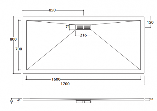 Globo душевой поддон DP217080 80х170 схема 2
