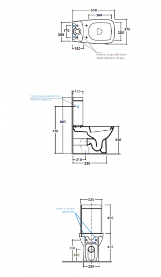 Унитаз напольный приставной Globo Daily DA003 схема 2
