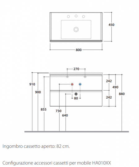 Подвесная тумба Globo Anita HA011 схема 2 Подвесная тумба Globo Anita HA011 схема 2