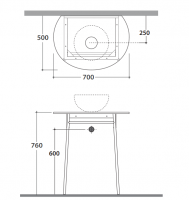 Напольная консоль Globo Lalita LT041L с отверстием под смеситель схема 2