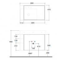 Тумба под раковину Globo Plain OP007P 80x47 схема 2 Тумба под раковину Globo Plain OP007P 80x47 схема 2