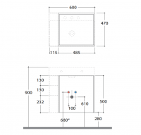 Тумба под раковину Globo Plain OP008P 60x47 схема 2 Тумба под раковину Globo Plain OP008P 60x47 схема 2