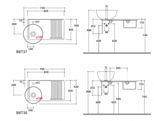 Консоль под раковину Globo Tile OP010T 65x36 схема 2