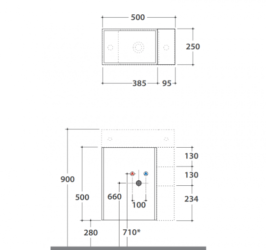 Подвесная тумба Globo Plain OP014P 50x25 схема 2 Подвесная тумба Globo Plain OP014P 50x25 схема 2