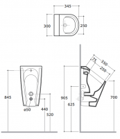 Подвесной писсуар Globo Forty3 FO031 схема 2 Подвесной писсуар Globo Forty3 FO031 схема 2