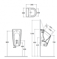 Подвесной писсуар Globo Forty3 FO032 схема 2