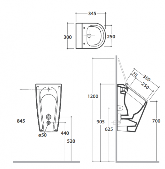 Подвесной писсуар Globo Forty3 FO032 схема 2