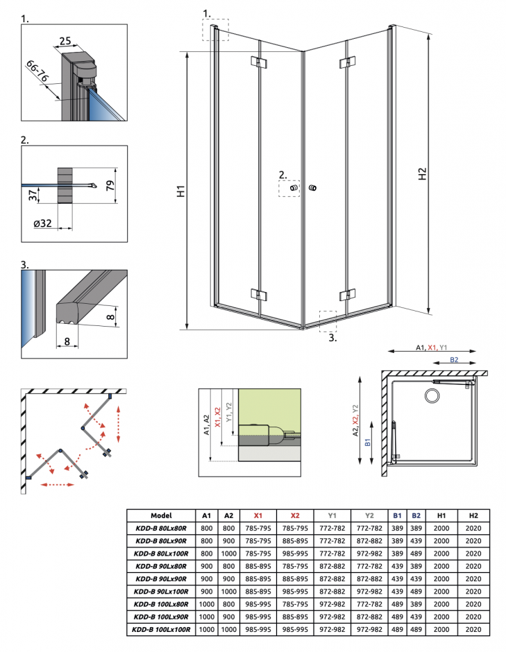 Квадратный душевой уголок Radaway Essenza KDD B 80 х 80 см ФОТО