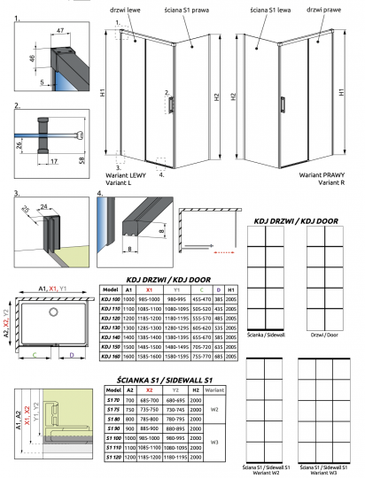 Прямоугольный душевой уголок Radaway Idea KDJ 100х70 см схема 8