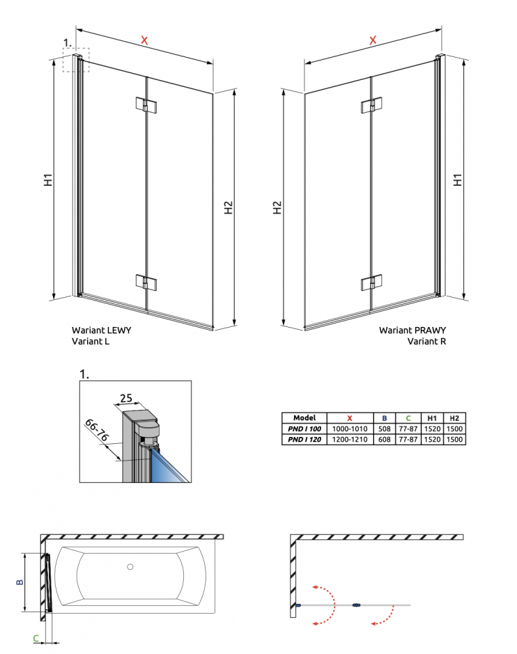Шторка на ванну складная Essenza PND I 120 см ФОТО