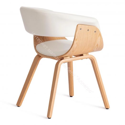 Стул VIMTA (mod.8021) дерево / экокожа, натуральный/белый