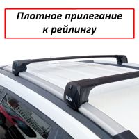 Багажник на Haval H3 (2024-...), на интегрированные рейлинги, Lux Scout 2, черные крыловидные дуги