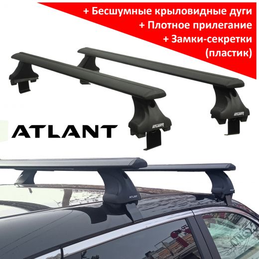 Багажник на крышу Haval F7x, Атлант, крыловидные аэродуги (черный цвет)