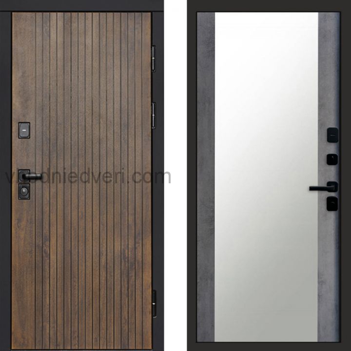 Входная дверь Termo-door Твист Ультра - Зеркало Бетон темный