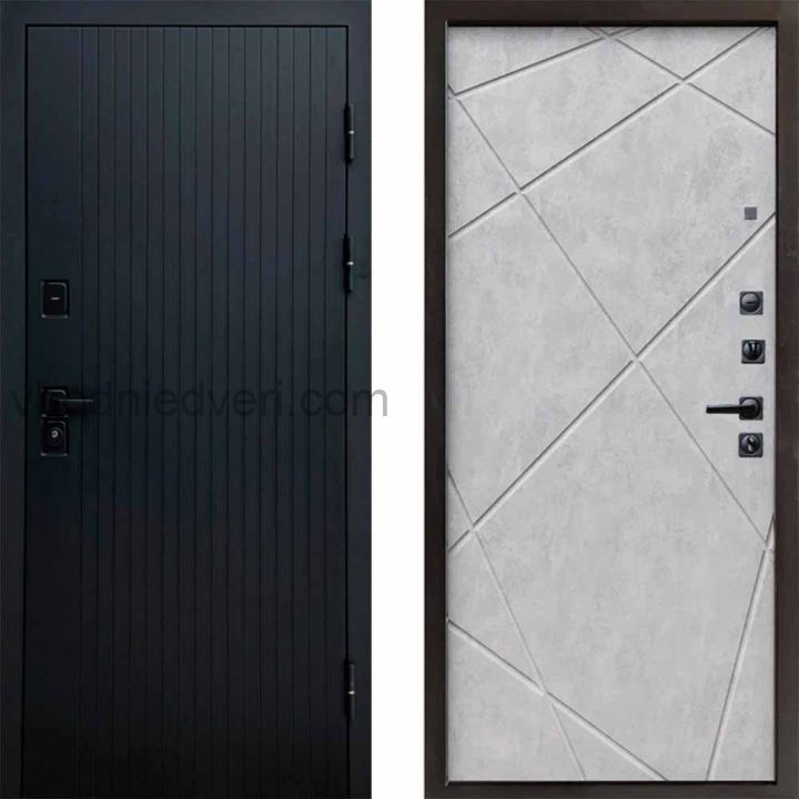 Входная дверь Termo-door Твист Black style - Лучи Бетон светлый