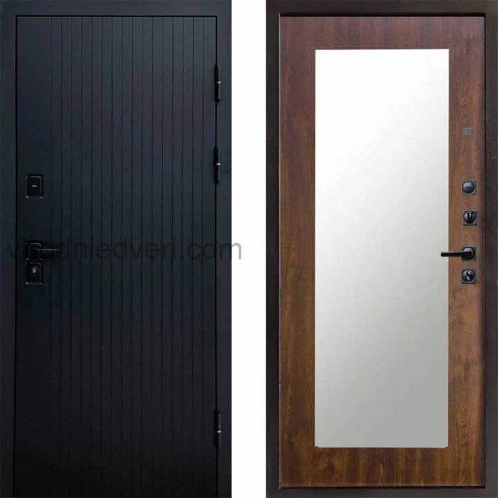Входная дверь Termo-door Твист Black style - Зеркало триумф Дуб