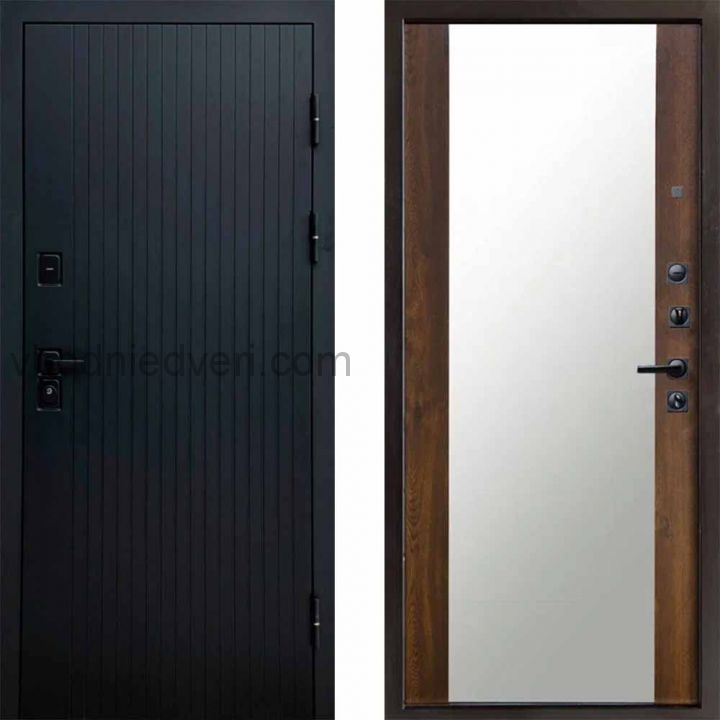 Входная дверь Termo-door Твист Black style - Зеркало Дуб