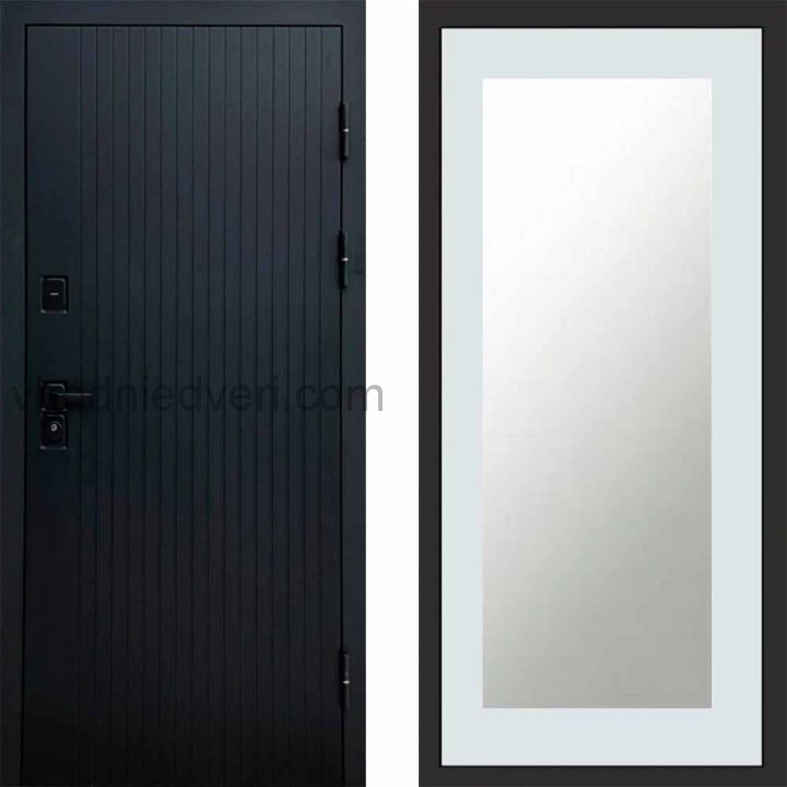 Входная дверь Termo-door Твист Black style - Зеркало триумф Белый софт
