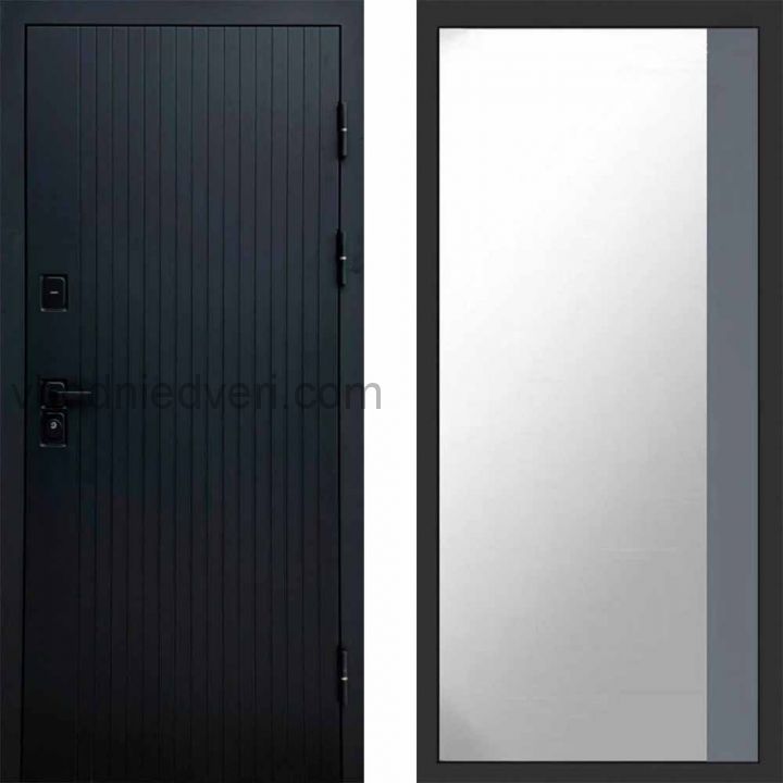Входная дверь Termo-door Твист Black style - Широкое Зеркало Фацет Грей софт