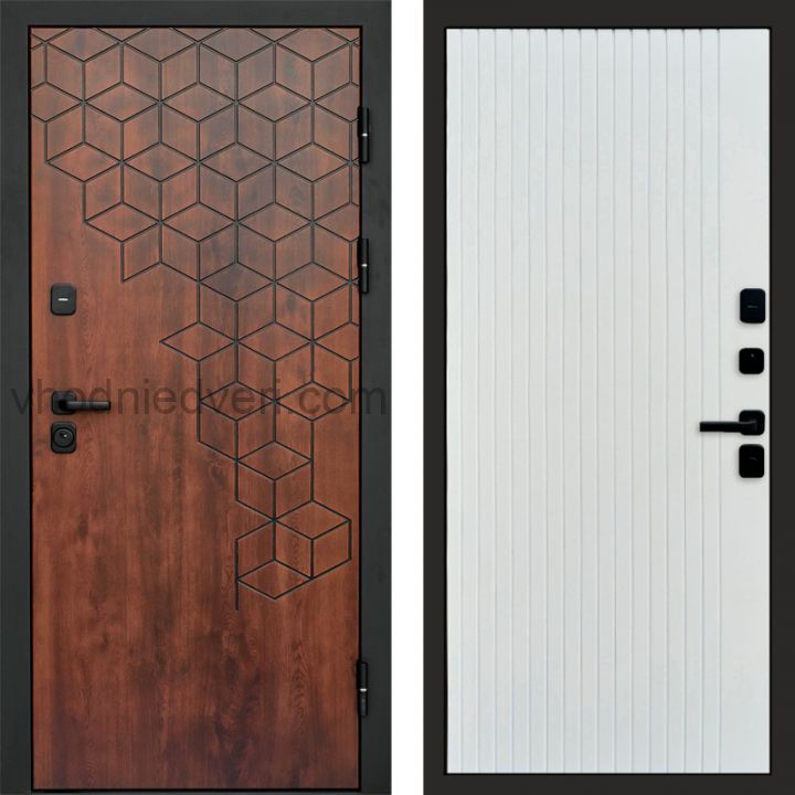 Входная дверь Termo-door Спейс Дуб патина - FLAT Белый софт