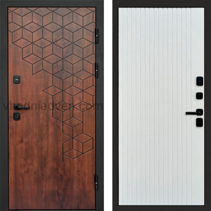 Входная дверь Termo-door Спейс Дуб патина - FLAT Белый софт