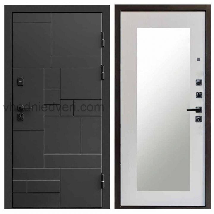 Входная дверь Termo-door Квадро Black - Зеркало триумф Лиственница