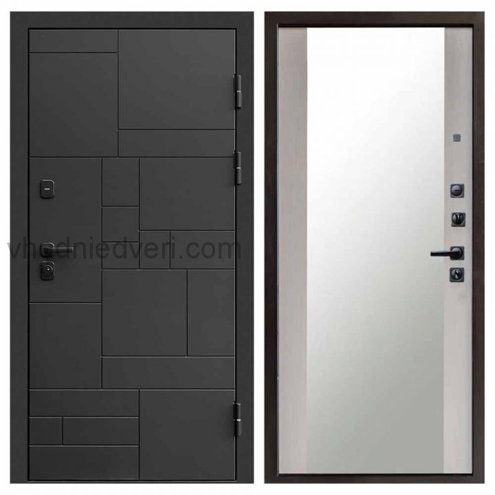 Входная дверь Termo-door Квадро Black - Зеркало Лиственница
