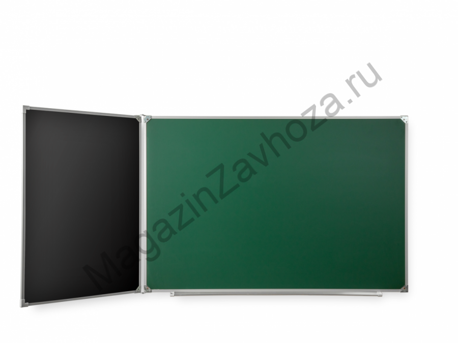 Двухэлементная(Л) магнитная полимерная школьная доска 1500х850 комбинированная(зеленый/черный)