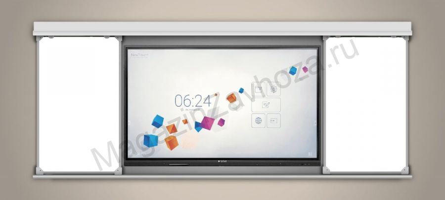 Интерактивный рельсовый комплект 4000*1500 мм с интерактивной доской 83" (маркерный белый)