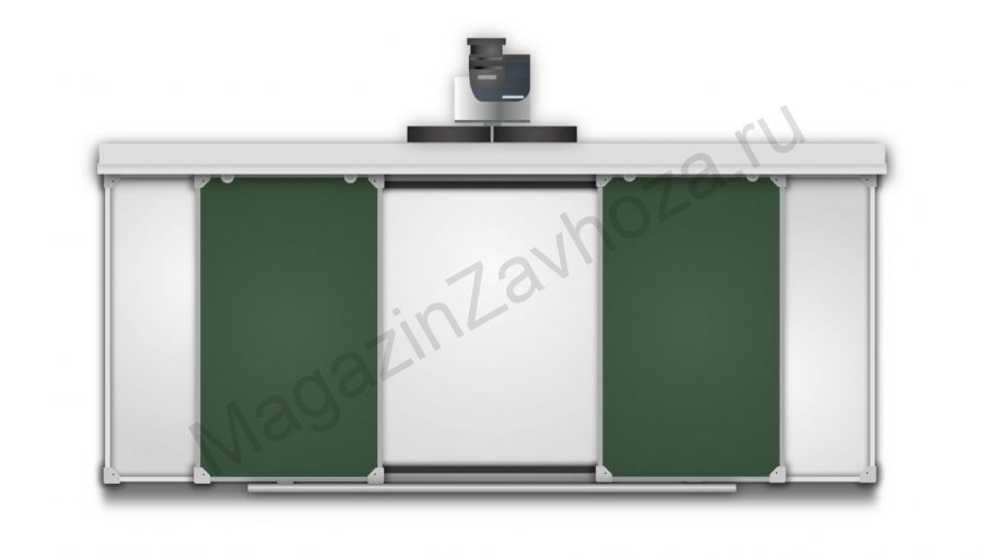 Рельсовая система 3600*1200мм с интерактивной панелью 75" (комби зеленый/белый)