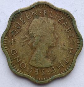 Королева Елизавета II 2 цента Цейлон 1957