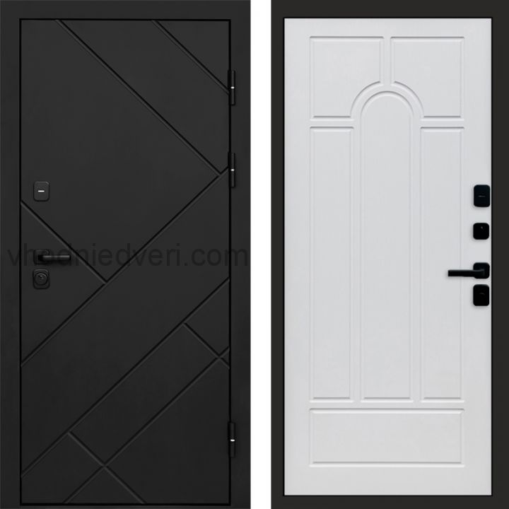 Входная дверь Termo-door Стоун Black - Арка Белое дерево