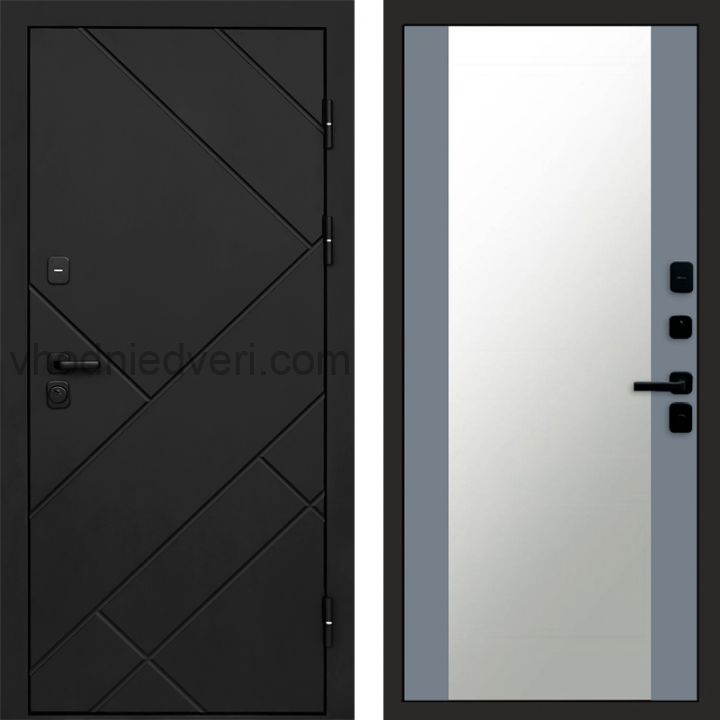 Входная дверь Termo-door Стоун Black - Зеркало Грей софт