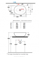 Накладная раковина Globo T-Edge Le Ciotole B6O50 50 х 36 схема 2