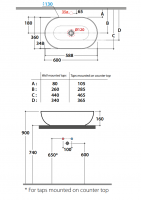 Накладная раковина Globo T-Edge Le Ciotole B6O62 60 х 36 схема 2