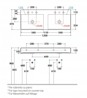 Двойная раковина Globo Le Lastre B6R120 120 х 47 схема 2 Двойная раковина Globo Le Lastre B6R120 120 х 47 схема 2