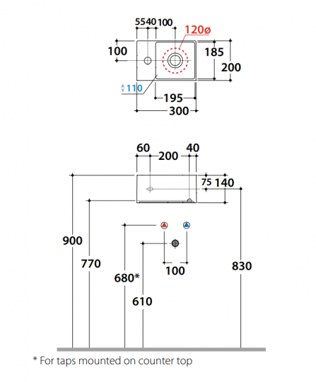 Раковина Globo Le Lastre RH B6R31 30 x 20 схема 2 Раковина Globo Le Lastre RH B6R31 30 x 20 схема 2