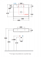 Накладная раковина Globo T-Edge B6R65 60 х 47 схема 2