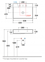 Раковина Globo Le Lastre B6R66 65 х 47 схема 2