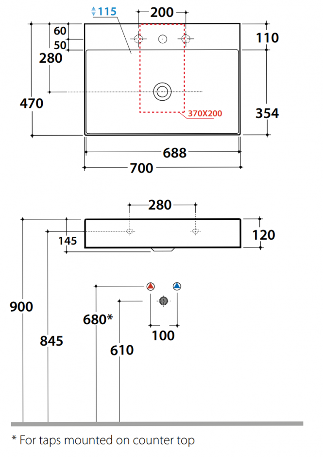Раковина Globo Le Lastre B6R70 70 х 47 ФОТО