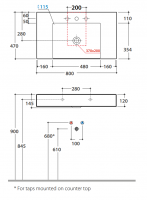Раковина Globo Le Lastre T-Edge B6R82 80 х 47 схема 2