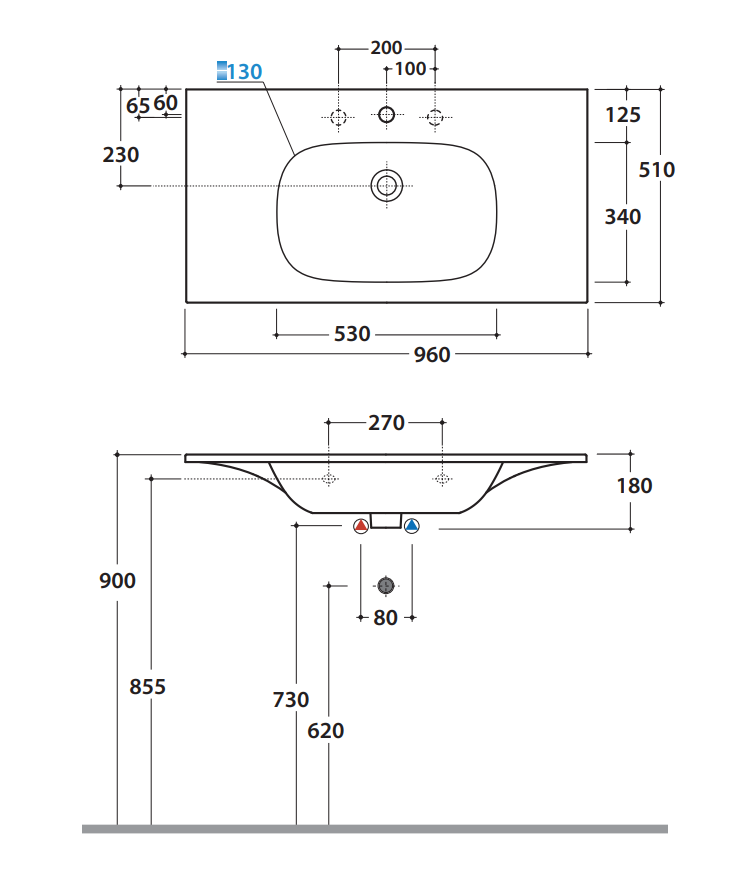Раковина Globo Boulevard BL096 96 x 51 ФОТО