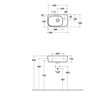 Раковина Globo Genesis GE0471 50 х 30 схема 2