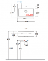 Раковина Globo T-Edge IN047 46 х 37 схема 2 Раковина Globo T-Edge IN047 46 х 37 схема 2