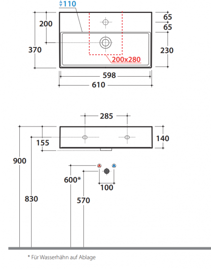Раковина Globo Le Lastre T-Edge IN062 61 х 37 схема 2