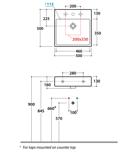 Раковина Globo I Classici SCQ52 50x50 схема 2