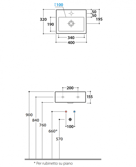 Раковина Globo Stone SCR40 40 х 32 схема 2
