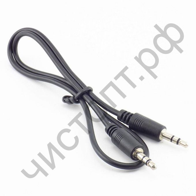 Кабель(3.5) папа-папа 3.5 stereo plug на 3.5 stereo plug резиновый черный (0.5 м)